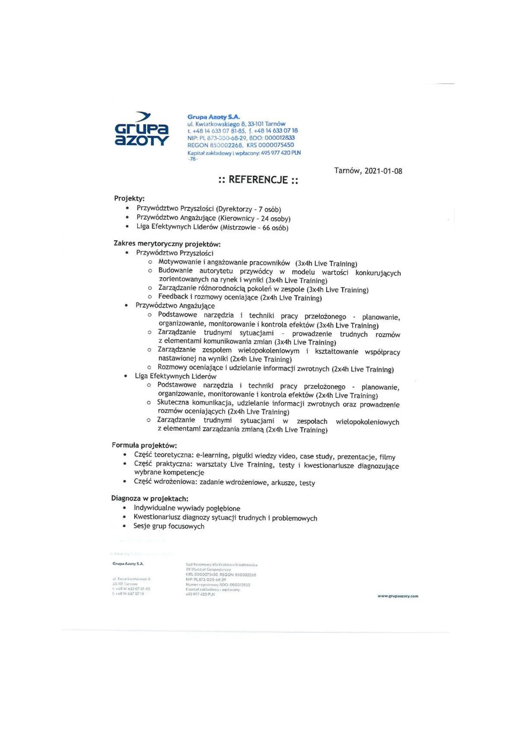 1. strona: Referencja Grupa Azoty
