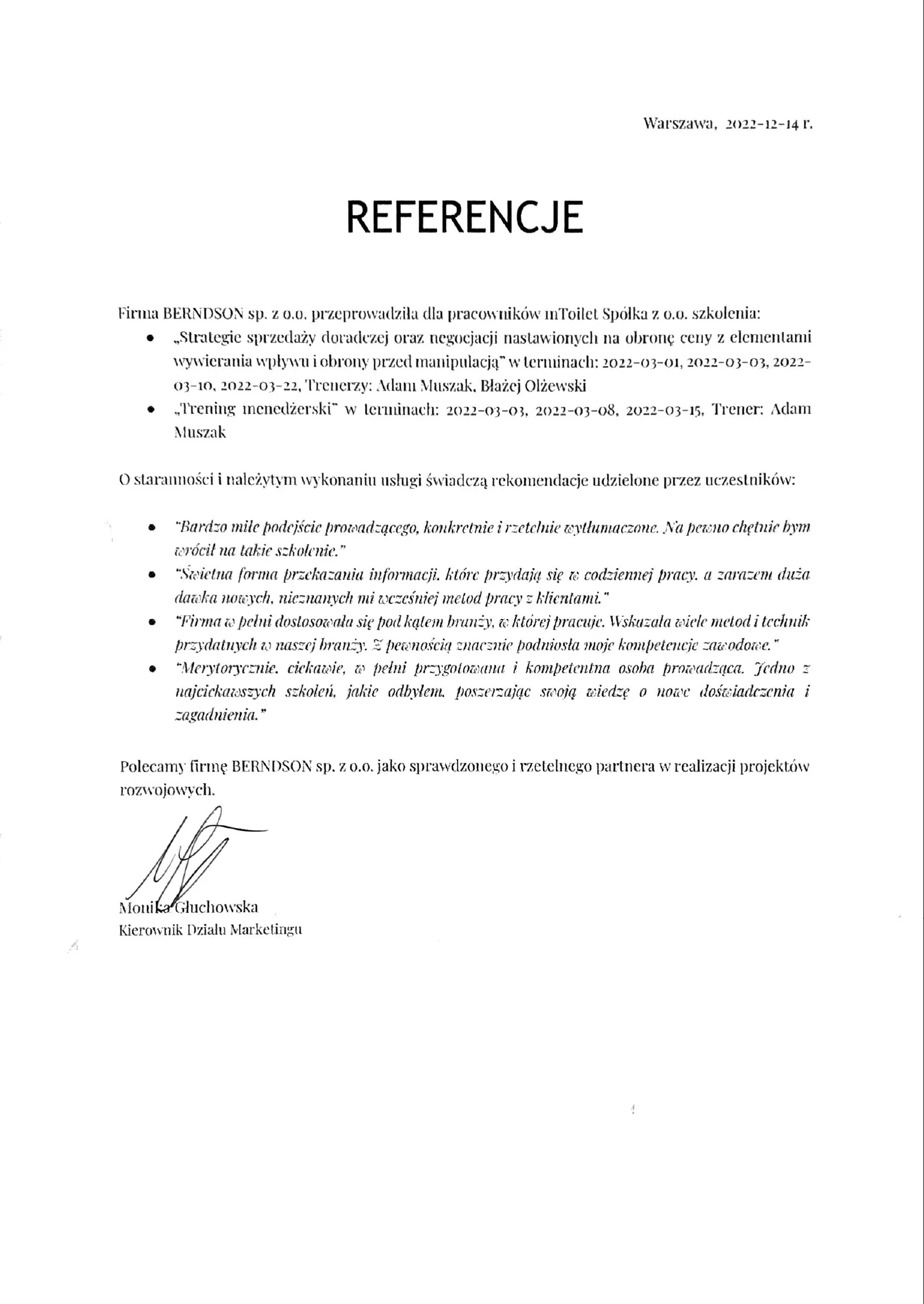 1. strona: Referencja Toi Toi