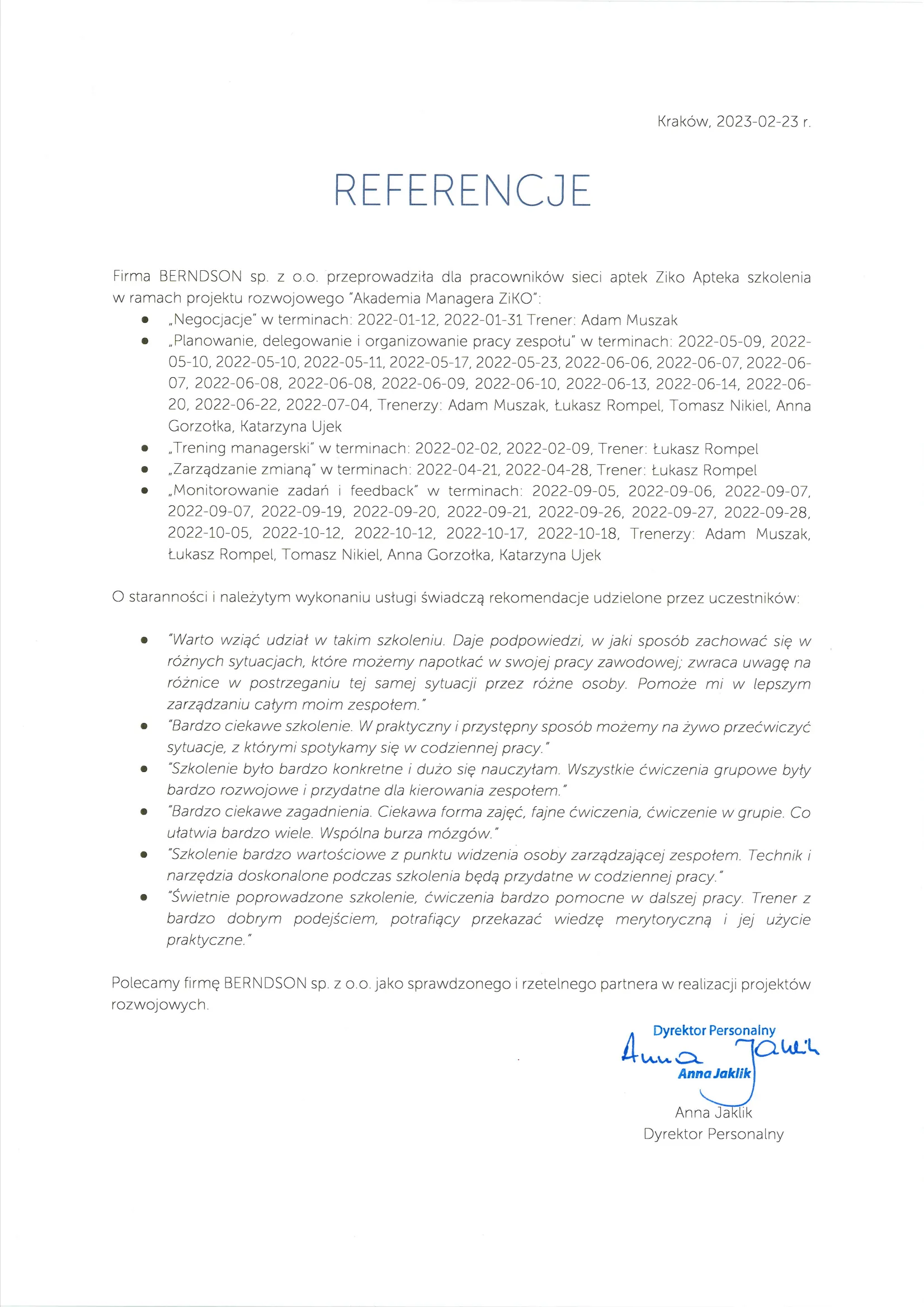 1. strona: Referencja ZiKO