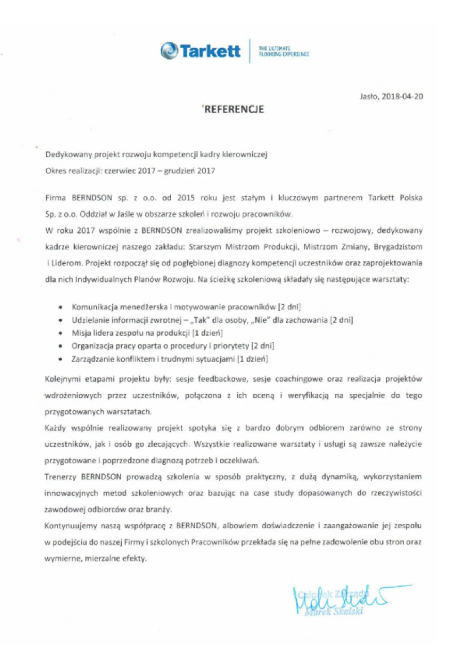1. strona: Referencja Tarkett