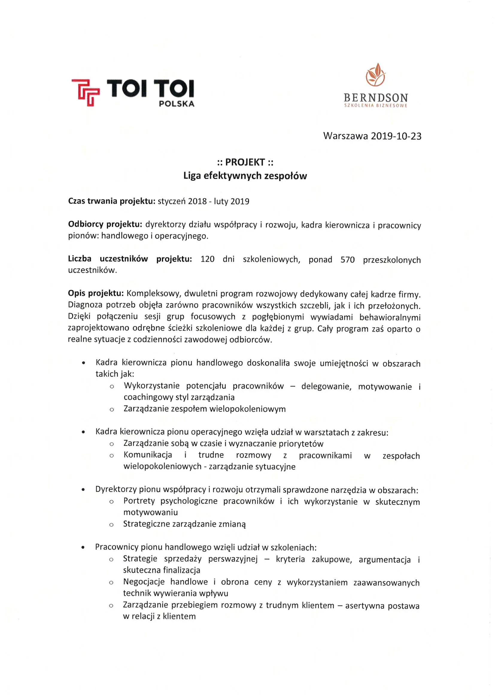 1. strona: Referencja TOI TOI